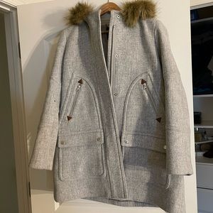 J. Crew Italian Stadium Wool Chateau Parka Gray size 6